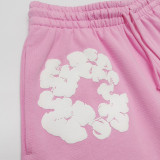 Denim Tears Colorblocked wreath print lace-up mid-rise casual shorts Unisex Pink 402-100-30