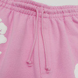 Denim Tears Colorblocked wreath print lace-up mid-rise casual shorts Unisex Pink 402-100-30