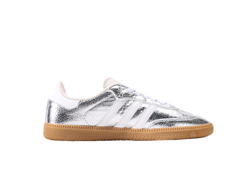 Adidas Samba OG Silver Metallic Cracked Leather JR0035