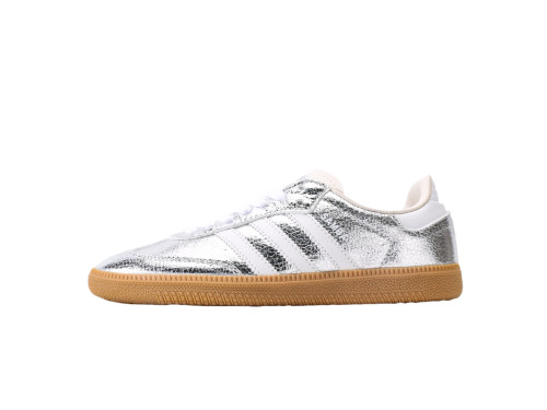 Adidas Samba OG Silver Metallic Cracked Leather JR0035