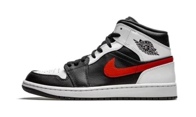 Jordan 1 Mid Black Chile Red White  554724-075