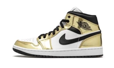 Jordan 1 Mid Metallic Gold Black White  DC1419-700