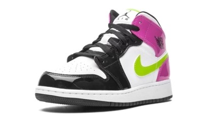 Jordan 1 Mid White Black Cyber Pink (GS)    CZ9835-100