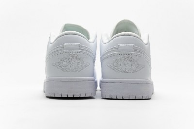 Jordan 1 Low Triple White Tumbled Leather      553558-130