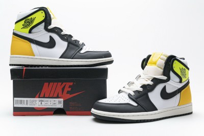 Jordan 1 Retro High White Black Volt University Gold       555088-118