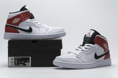 Jordan 1 Mid White Black Gym Red       554724-116