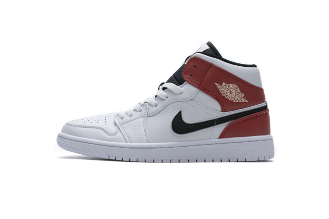 Jordan 1 Mid White Black Gym Red       554724-116