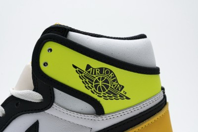 Jordan 1 Retro High White Black Volt University Gold       555088-118