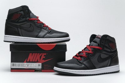 Jordan 1 Retro High Black Satin Gym Red         555088-060