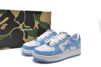 A Bathing Ape Bape Sta Patent Leather Blue White                        1I70-191-002