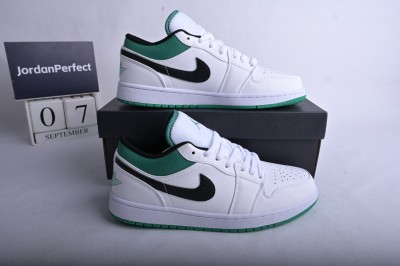 Jordan 1 Low White Lucky Green Tumbled Leather      553560-129