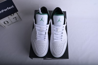 Jordan 1 Low White Lucky Green Tumbled Leather      553560-129