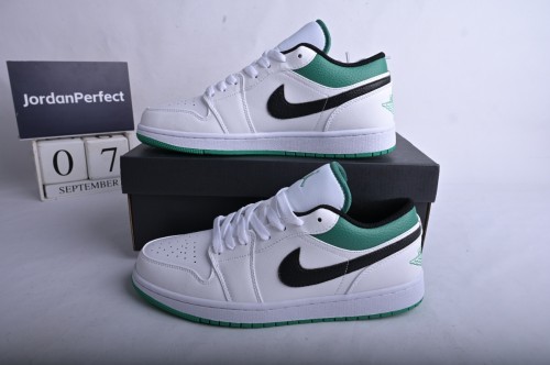 Jordan 1 Low White Lucky Green Tumbled Leather      553560-129
