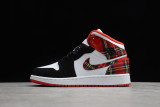 Jordan 1 Mid White Plaid (GS)  554725-607