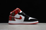 Jordan 1 Mid White Plaid (GS)  554725-607