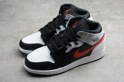 Jordan 1 Mid White Black Chile Red (GS) 554725-075