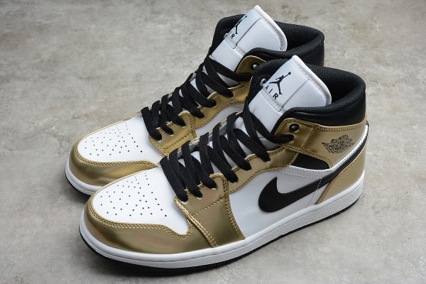 Jordan 1 Mid Metallic Gold Black White DC1419-700