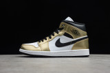 Jordan 1 Mid Metallic Gold Black White DC1419-700