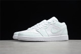 Jordan 1 Low Triple White Tumbled Leather 553558-130