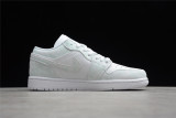 Jordan 1 Low Triple White Tumbled Leather 553558-130