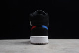 Jordan 1 Mid Multi-Color Swoosh Black 554724-065