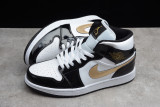 Jordan 1 Mid Patent Black White Gold 852542-007