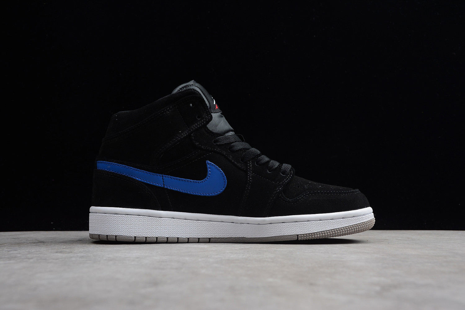 Jordan 1 Mid Multi-Color Swoosh Black 554724-065