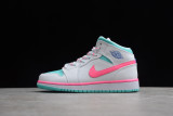 Jordan 1 Mid White Pink Green Soar (GS) 555112-102