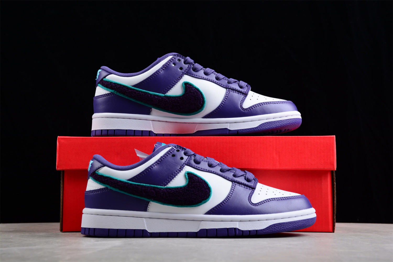 Nike Dunk Low Chenille Swoosh Sail Grand Purple DQ7683-100