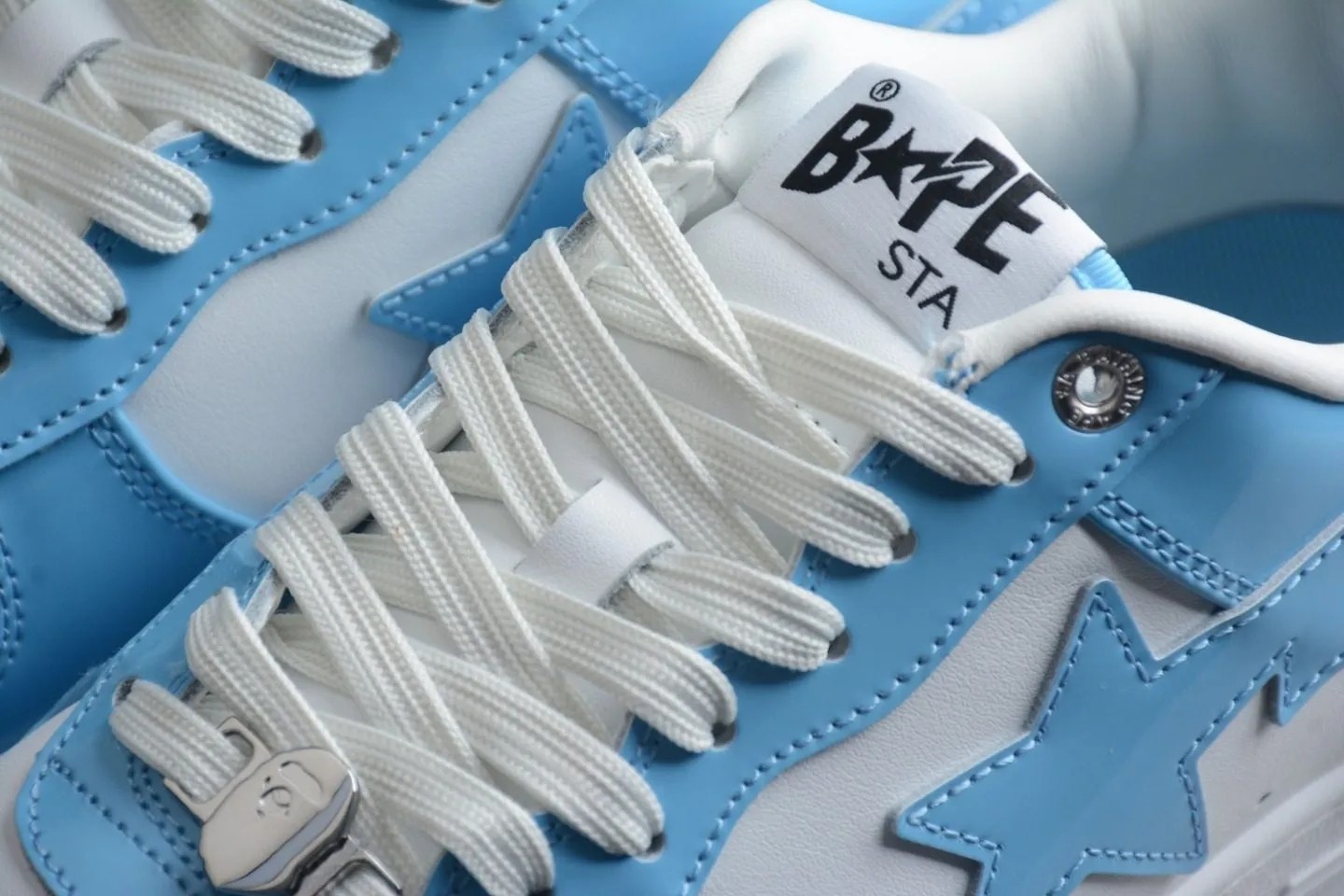A Bathing Ape Bape Sta  Patent Leather Blue White  1I70-291-001/1I70-191-002