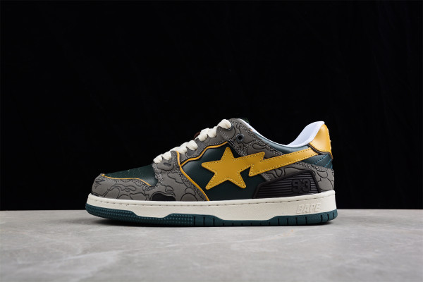 A Bathing Ape Bape SK8 Sta Grey Mustard Yellow 001FWH801007_GRN_A