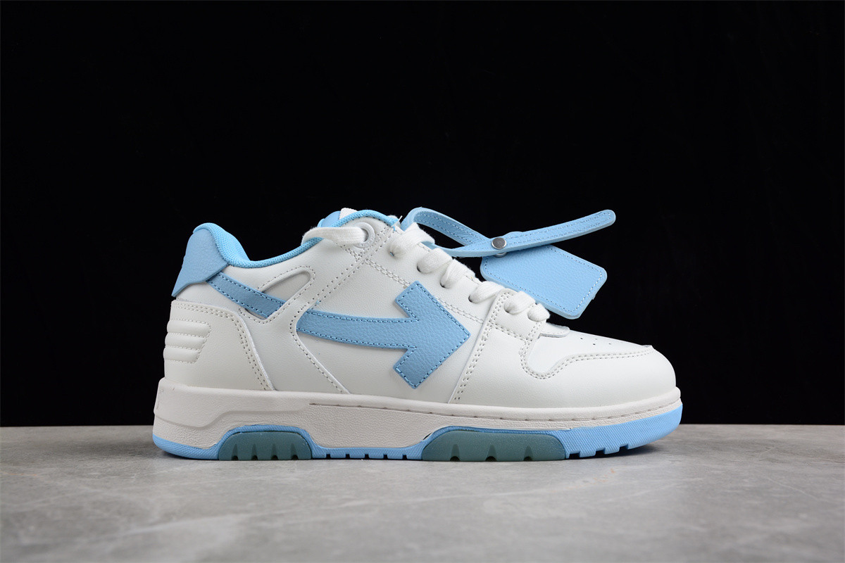 OFF-WHITE OOO Low Out Of Office Calf Leather White Light Blue OMIA189S21LEA0010140