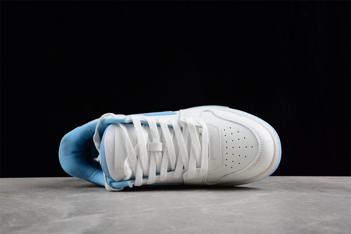 OFF-WHITE OOO Low Out Of Office Calf Leather White Light Blue OMIA189S21LEA0010140