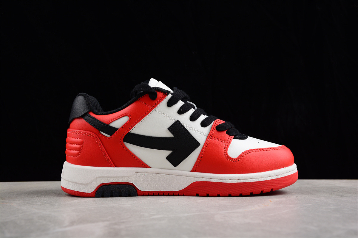 OFF-WHITE Out Of Office OOO Low Tops Black White Red OMIA189S22LEA0012510