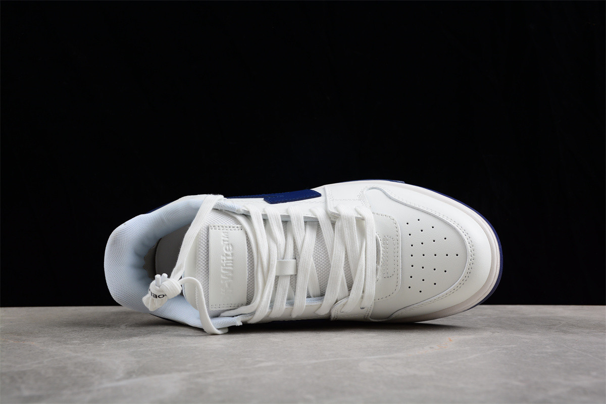 OFF-WHITE Out Of Office OOO Low Tops White White Navy Blue OMIA189F22LEA0010146