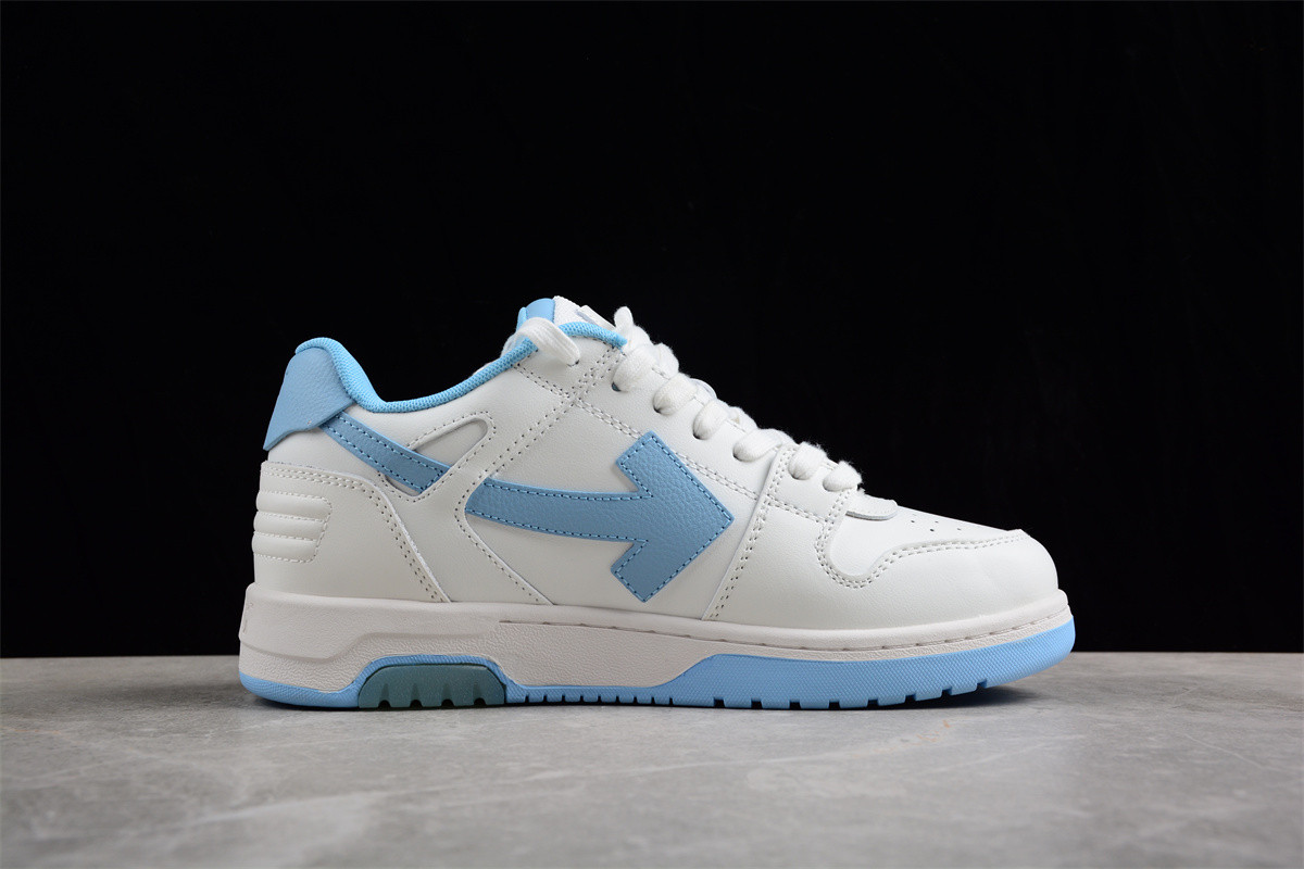 OFF-WHITE OOO Low Out Of Office Calf Leather White Light Blue OMIA189S21LEA0010140