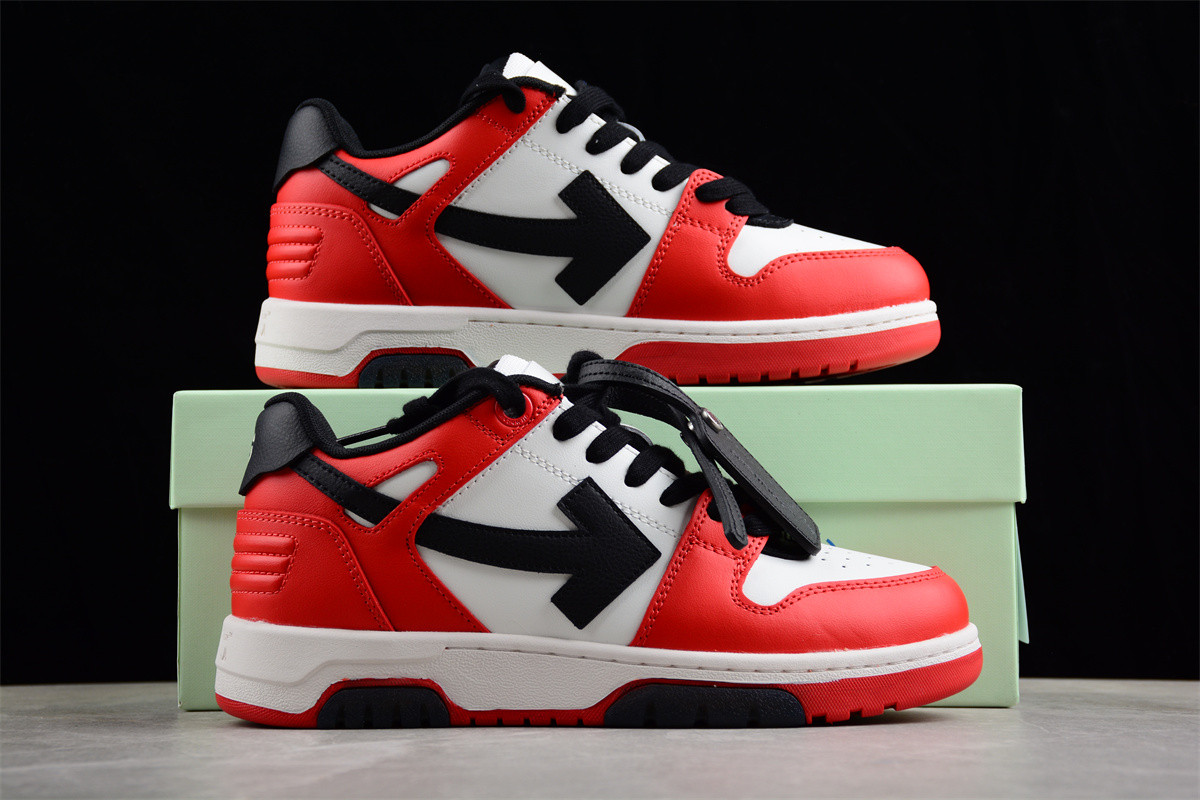 OFF-WHITE Out Of Office OOO Low Tops Black White Red OMIA189S22LEA0012510
