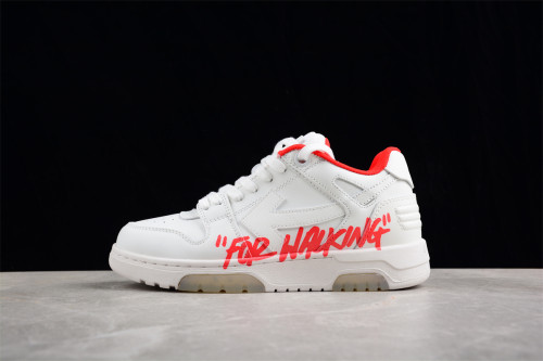 OFF-WHITE Out Of Office OOO Low Tops For Walking White White Red OMIA189F21LEA0030125