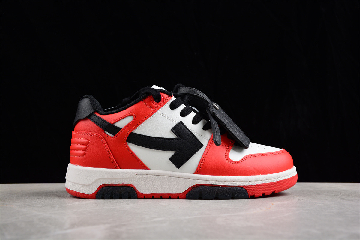 OFF-WHITE Out Of Office OOO Low Tops Black White Red OMIA189S22LEA0012510