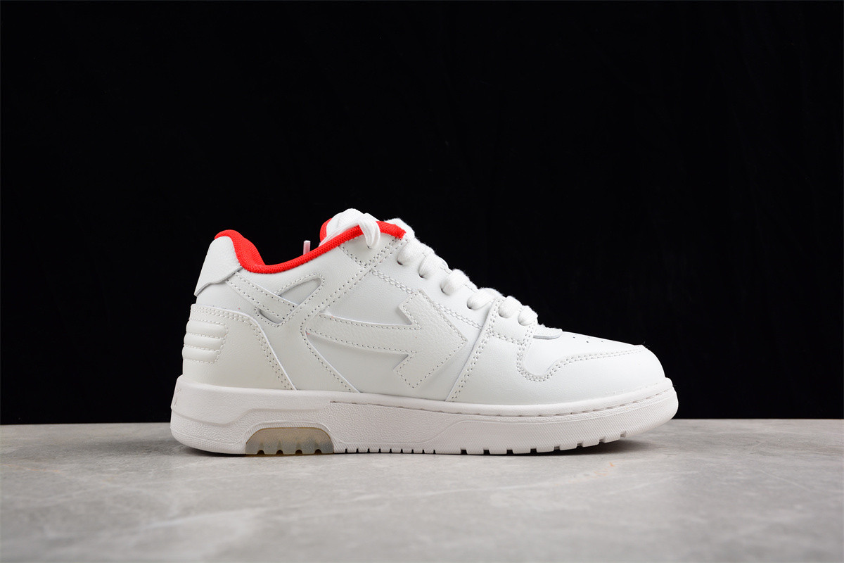 OFF-WHITE Out Of Office OOO Low Tops For Walking White White Red OMIA189F21LEA0030125