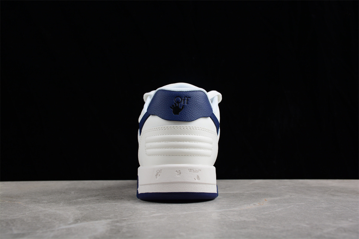 OFF-WHITE Out Of Office OOO Low Tops White White Navy Blue OMIA189F22LEA0010146