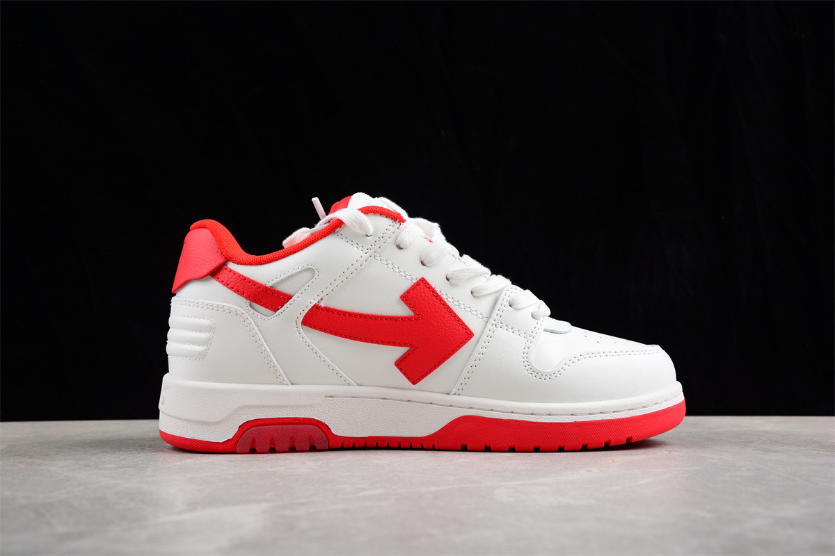 OFF-WHITE Out Of Office OOO Low Tops White Red OMIA189S22LEA0010125