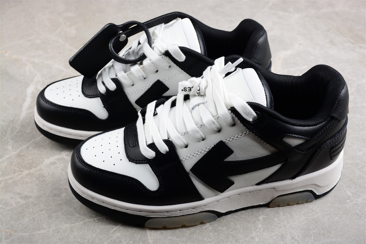 OFF-WHITE Out Of Office OOO Low Tops White Black White OMIA189C99LEA0011004