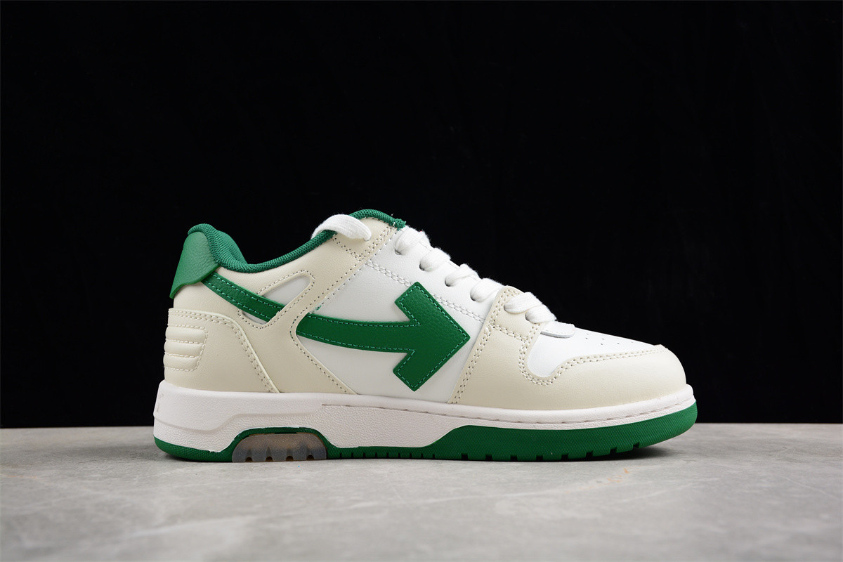 OFF-WHITE Out Of Office OOO Low Tops White Green 2021 OMIA189R21LEA0010155