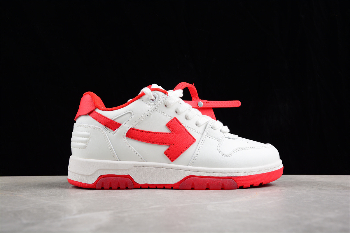 OFF-WHITE Out Of Office OOO Low Tops White Red OMIA189S22LEA0010125