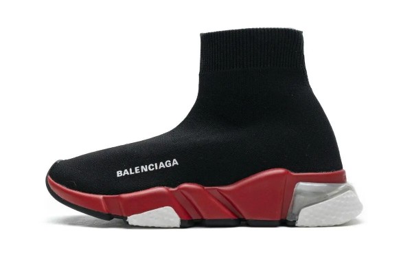 Bal*nci*ga Speed Clear Sole Sneaker Black Red