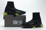 Bal*nci*ga Speed Clear Sole Sneaker Black Yellow Fluo