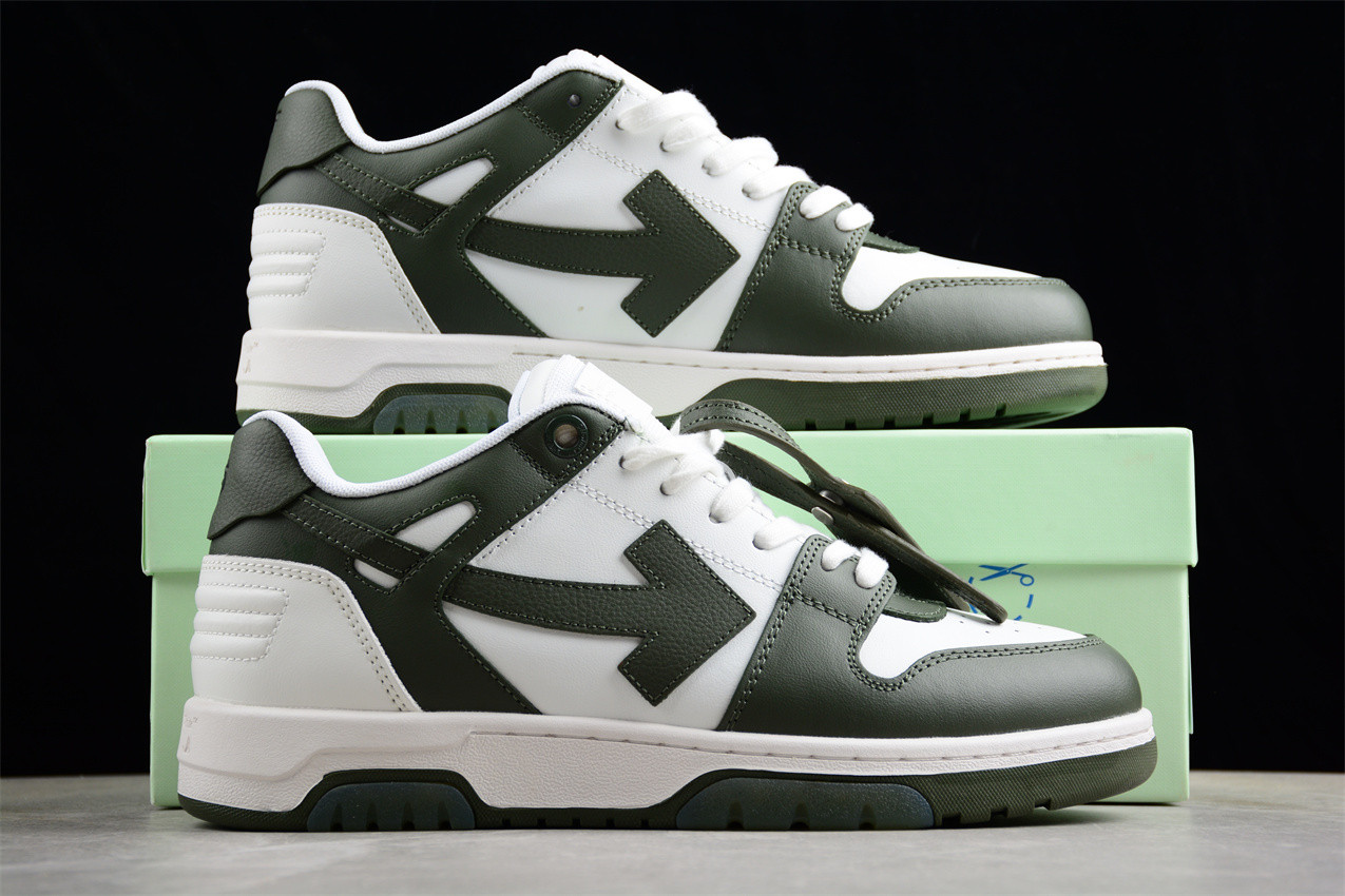 OFF-WHITE Out Of Office OOO Low Tops White Khaki OMIA189S23LEA0015901