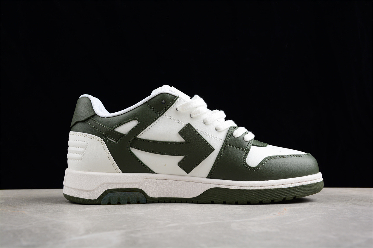 OFF-WHITE Out Of Office OOO Low Tops White Khaki OMIA189S23LEA0015901