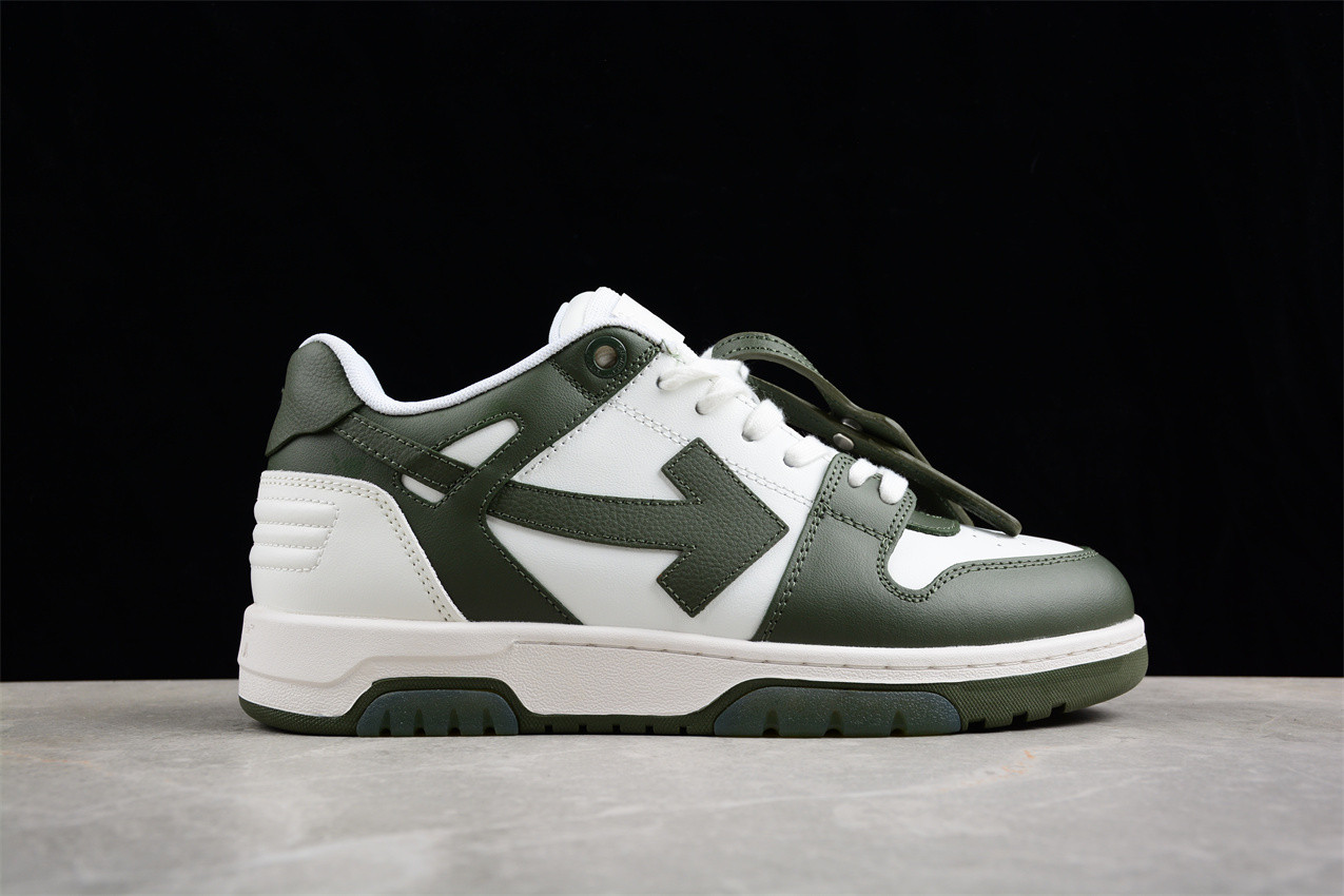 OFF-WHITE Out Of Office OOO Low Tops White Khaki OMIA189S23LEA0015901